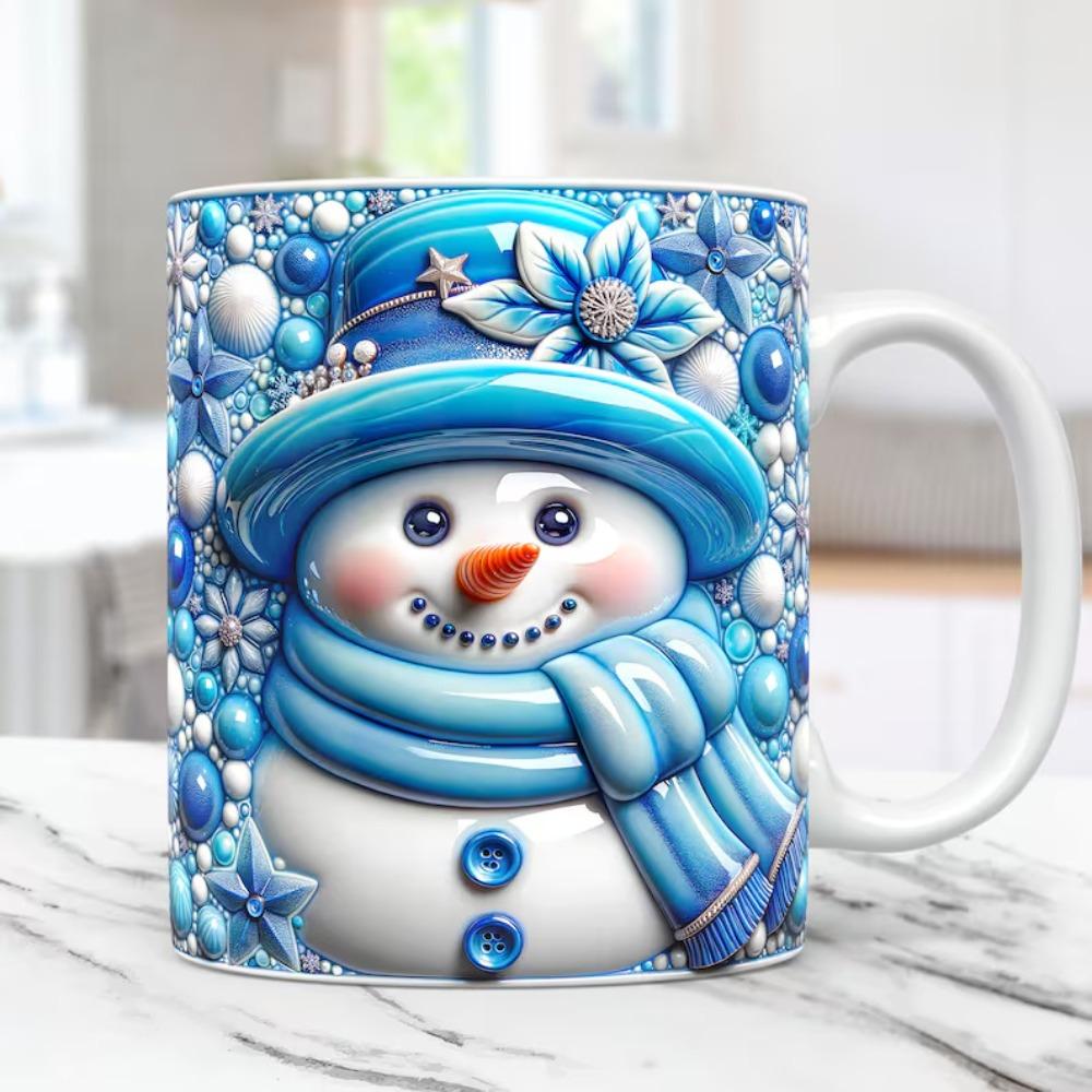 Tazza da caffè in ceramica tazza da tè pupazzo di neve cappello di Natale tazza