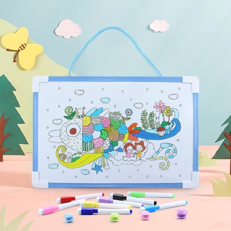Magnetisches zweiseitiges Whiteboard Hängendes Memo Board, Abwischbares Kinder Zeichenbrett Set mit Stiften und Magneten,