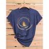 Wren standing in a circular branch pattern print, fashionable and elegant women's spring, summer, autumn casual sports style top, soft and