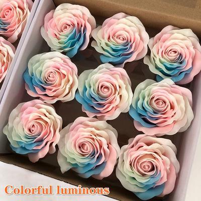 9 pièces savon lumineux coloré tête de Rose savon fleur éternelle fleur Bouquet créatif cadeau saint valentin