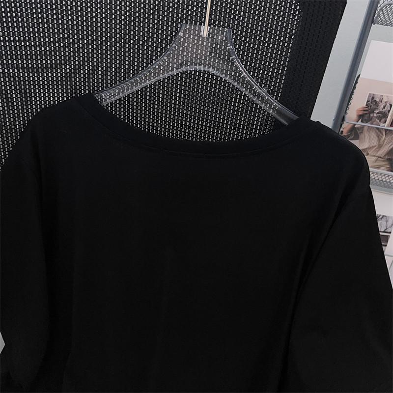 Women's Plus Size Loose Fit Round Neck Short-Sleeve T-Shirt, Mid-Length Style (200/300/350 Jin)