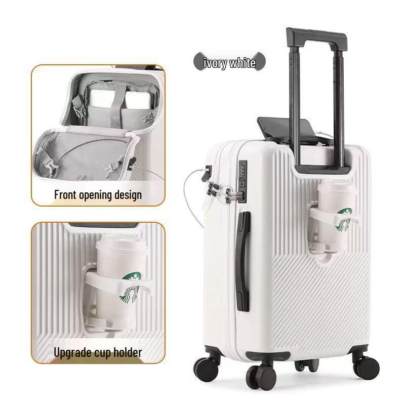 TianYin ABS Hardshell Luggage with Cup Holder and Charging Port 30 inches