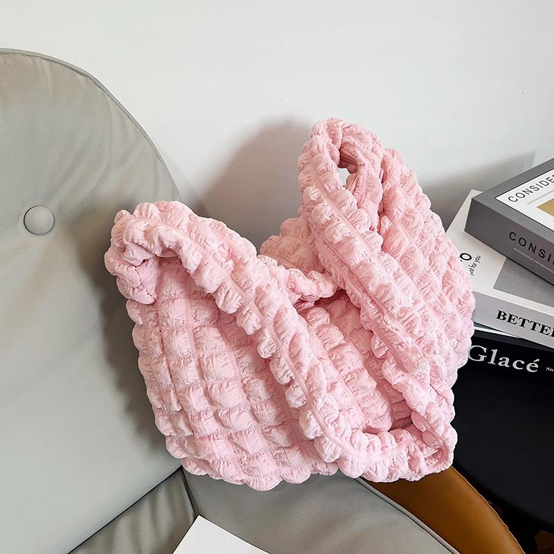Soft Large Capacity Women Puff Cloud Shoulder Bag Casual Commute Folded Square Bag