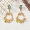 Temperament style oval stud earrings love bird flower basket pendant earrings exquisite trend earrings