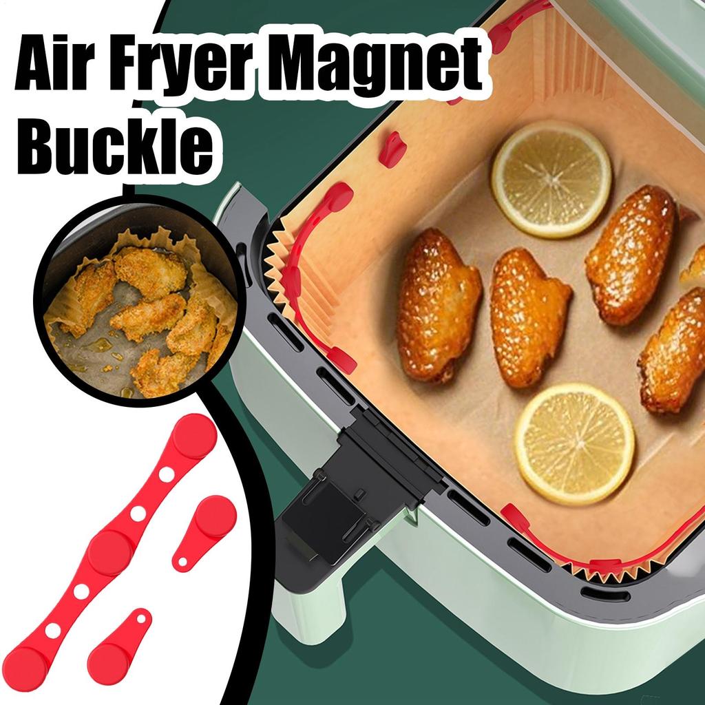 Revestimento Magnético de Silicone para Air Fryer com Fivela Magnética Para Papel Manteiga Clipes Magnéticos de Silicone para Air Fryer Fivela de Fixação para Revestimento de Air Fryer