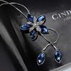 Elegant Windmill Flower Rhinestone Tassels Pendant Sweater Chain Women Necklace