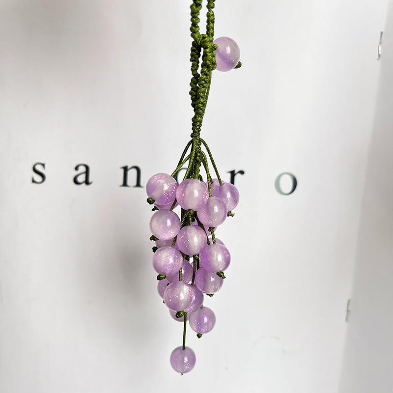 Color-Changing Grape Pendant Keychain Diy Hand Woven Material Package Bead Car Key Backpack Pendant Decoration Accessory