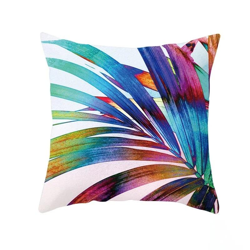 Exotic Plants And Floral Pattern Double-Sided Printed Pillow Cover Short Plush Suitable Living Room Bedrooms Throw Cushion Cover