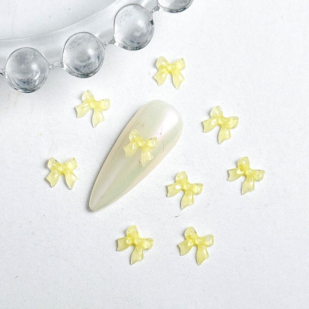 Mini Small Bow Nail Art Accessories Internet Celebrity Ice Transparent Resin 3D Bowknot Beautiful Girl Nail Decoration