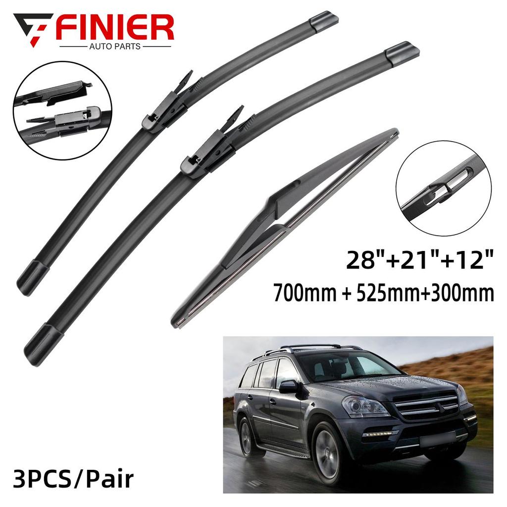 3 buc lame de ștergător pentru Benz GL Class X164 2006-2012 28" 21" 12" potrivite pentru parbriz față, parbriz, ferestre, perii de tăiere, accesorii 2007 2008 2009 2010