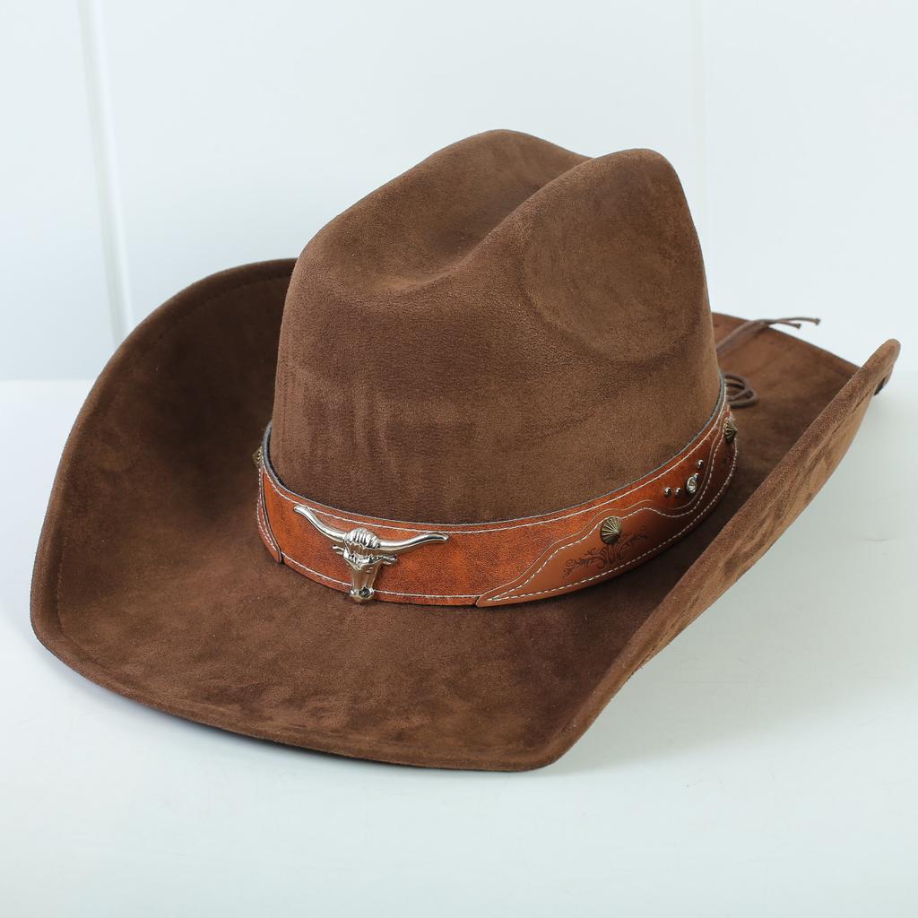Popular European and American Style Suede Western Cowboy Hat Men's and Women's Simple and Fashionable Big-brimmed Jazz Hat
