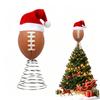 Sports Ball Christmas Tree Top Ornament, Spring Mounted Santa Hat Style for Indoor Holiday Party Tabletop Shelf Display