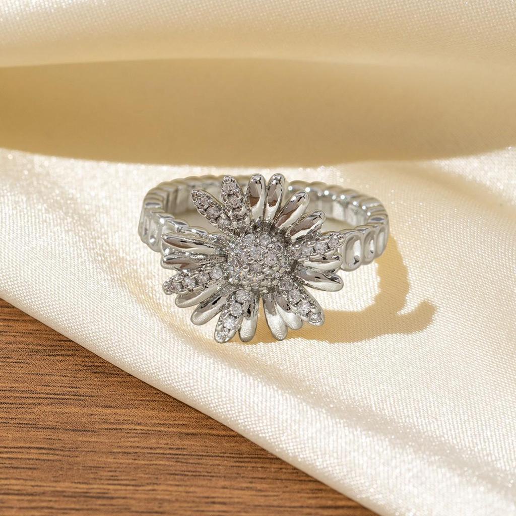 Enamel and Diamond Tulip Adjustable Gemstone Ring for Women - Durable, Non-Fading, High-End Exquisite Design
