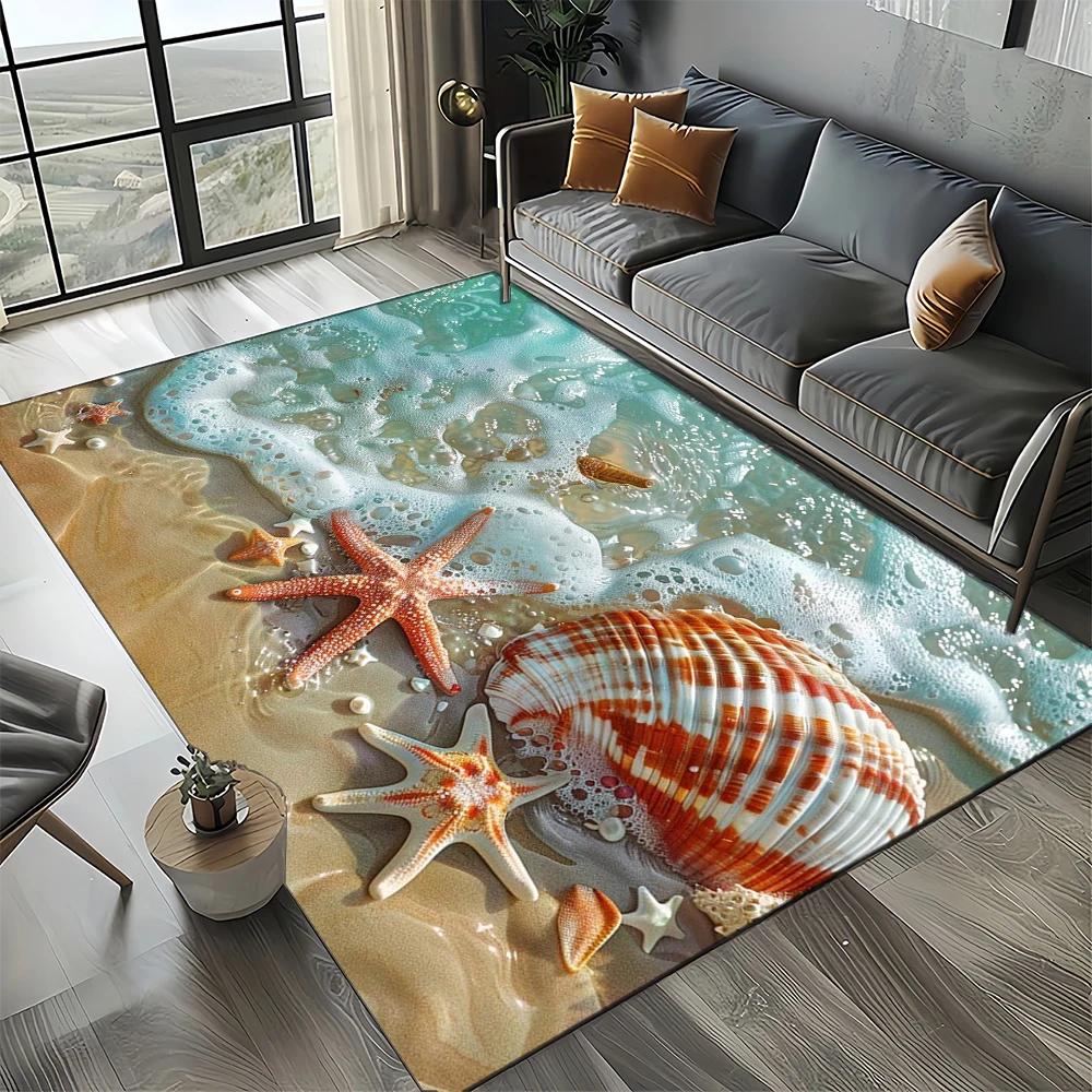 29 Style Starfish Beach Shell Sea Star Sand Carpet Rug for Living Room Bedroom Home Sofa Decoration,Kids Play Non-slip Floor Mat