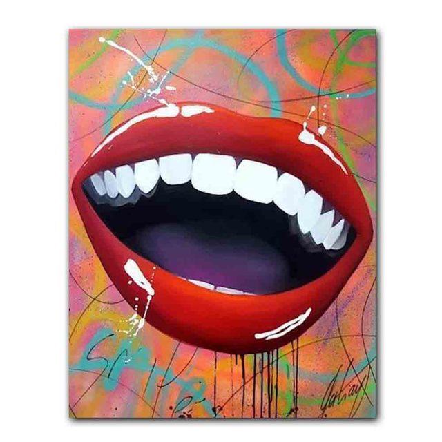 Nordic Graffiti Art Fashion Canvas Painting Sexy Lips Poster Office Wall Painting Living Room Bedroom Home Decoration Mural No Frame