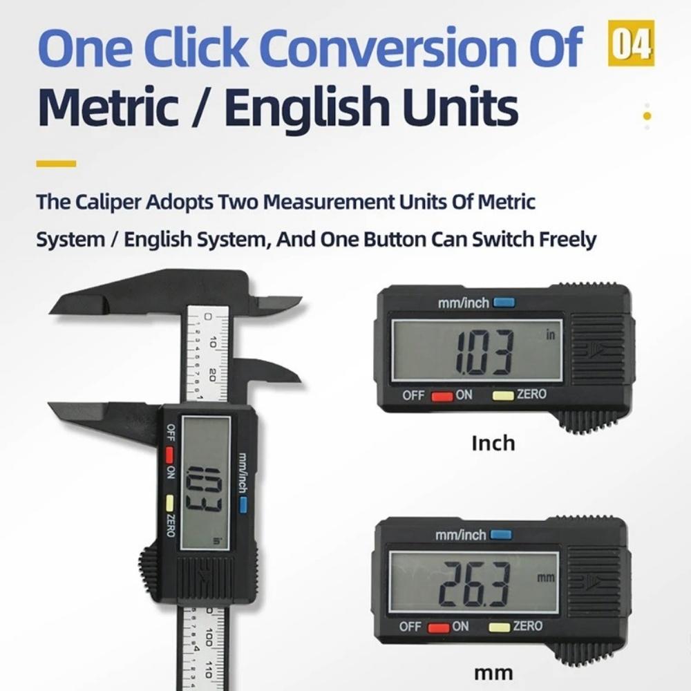 Digital Vernier Caliper 111mm Electronic Measuring Tool Carbon Fiber Ruler for Student Classroom Home Office Precision Gauge