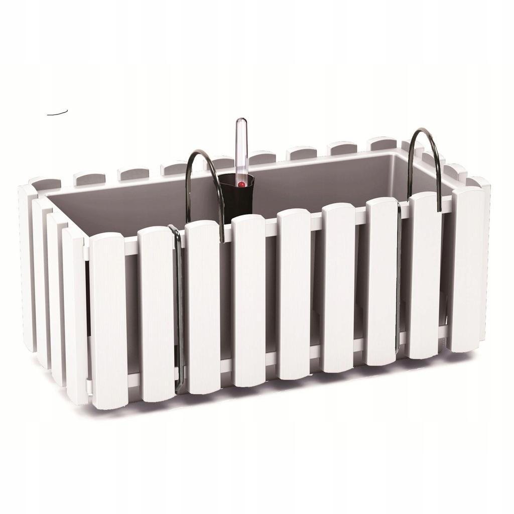 Boardee balcony box with irrigation and hooks, white