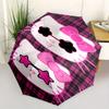 Hello Kitty,Plaid Automatic Folding Umbrella-Simple 8-Rib Design, Bright Cartoon Pattern, Durable Iron Frame, Suitable For Travel, Outdoor,