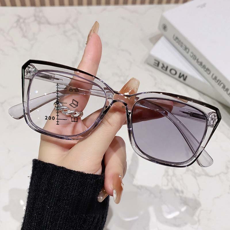 

Модные и изысканные фотохромные мультифокальные очки «кошачий глаз» для пресбиопии, сверхлегкие очки высокой четкости с защитой от синего света +100