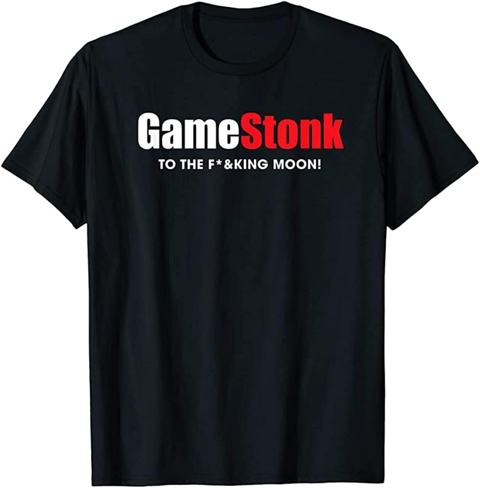 Gamestonk to The F ing Moon Can t Stop Game Stonk GME Tshirt Short Sleeves T Shirt Shirt Tops XS чёрный