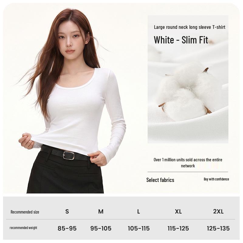 Women's Slim Fit U-Neck Short Sleeve T-Shirt - Flattering Pure Color, New Fashion Trend.