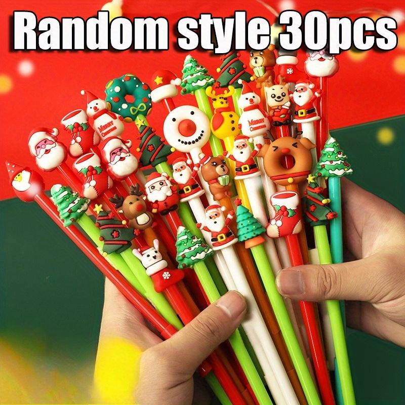 

30pcs Kawaii Christmas Gel Pen Cute Christmas Tree Reindeer Santa Snowman Gift 0.38mm Black Neutral Pens School Office Stationary Random style