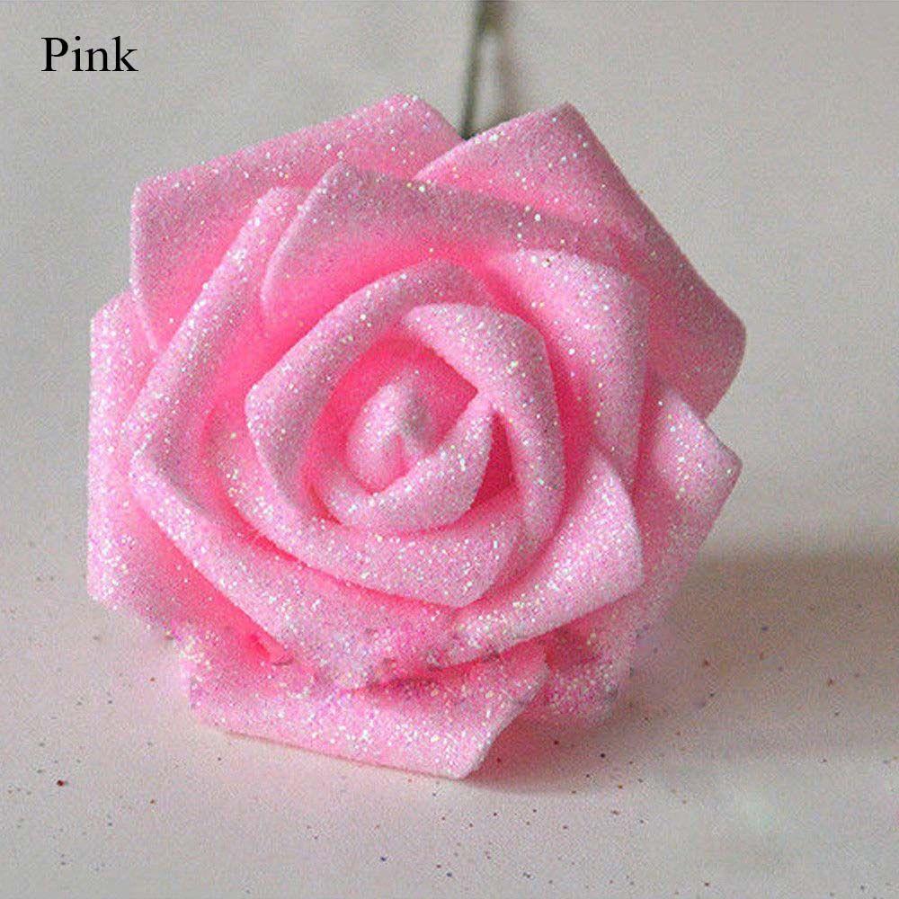 DIY Wedding Party Decor with Glitter Powder Bride Bouquet Decoration Foam Roses Artificial Roses Artificial Flowers