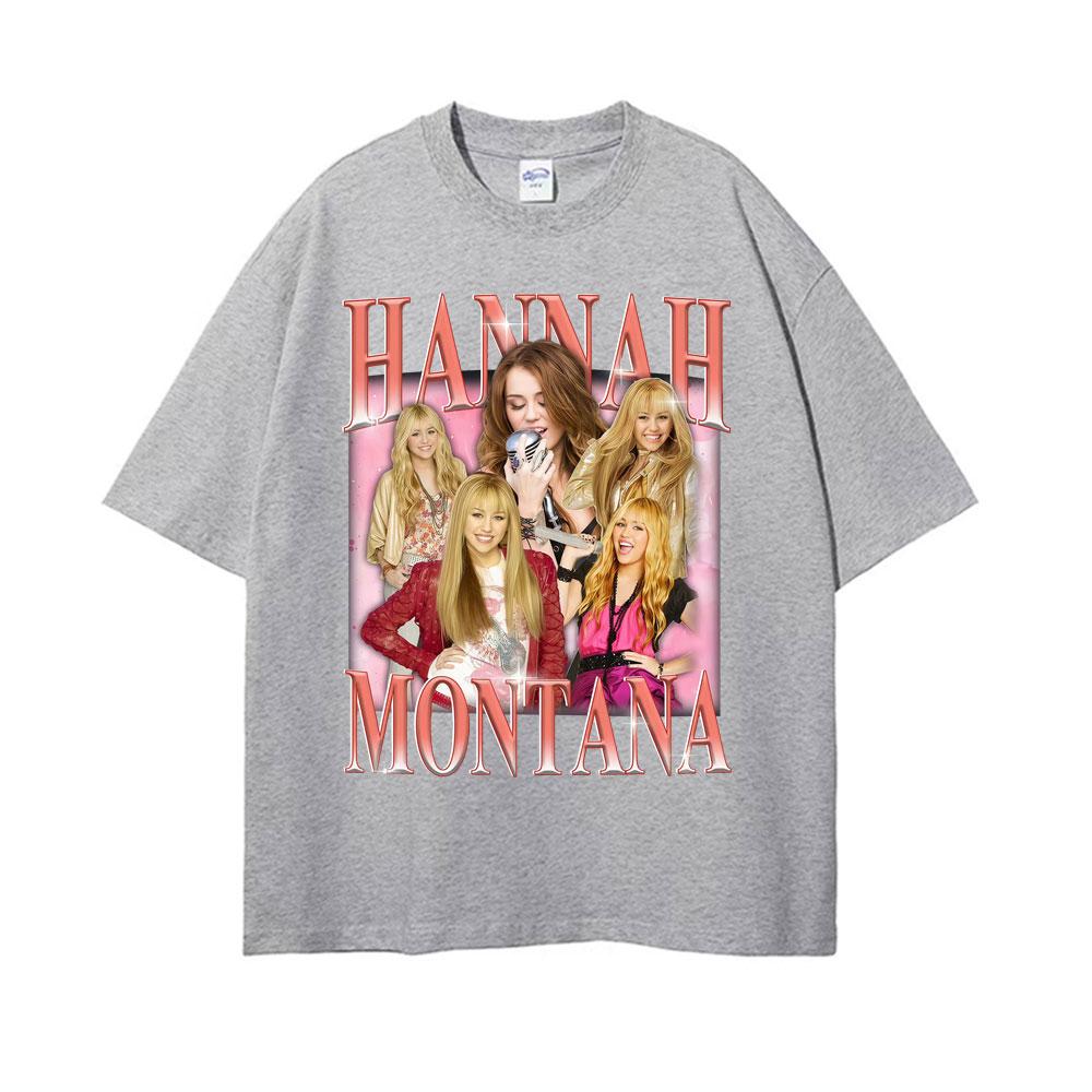 Hannah Montana Vintage 90s Graphic Tshirt Men Womens Clothing Aesthetic High Street T Shirts Pure Cotton Short Sleeve Tshirts