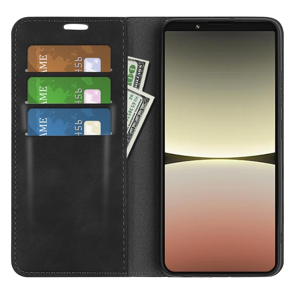 

For Sony Xperia 5 IV 5G Skin-touch Feeling PU Leather Case Magnetic Auto Closing Book Style Stand Wallet Phone Cover Black