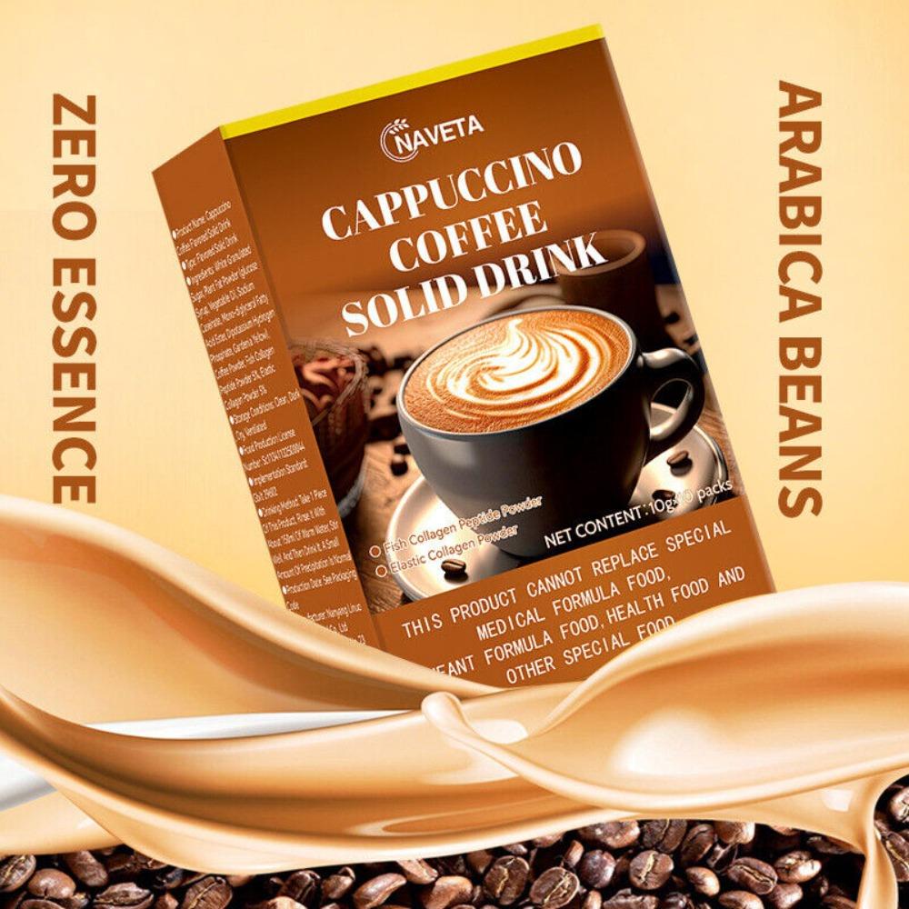 Premium Instant Cappuccino Mix 10g x 10 Pack, Coffee Solid Drink with Natural Herbal Energy Boost