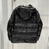 Womens Black Gold Winter Puffer Jacket Loose Fit Hooded Thick Warm Down Coat Short Length