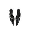 Fashion Summer Women's Fashion Crystal Mules Slippers Elegant Cover Toe Dress Slides Ladies Dancing Party High Heels Shoes Zapatos Mujer
