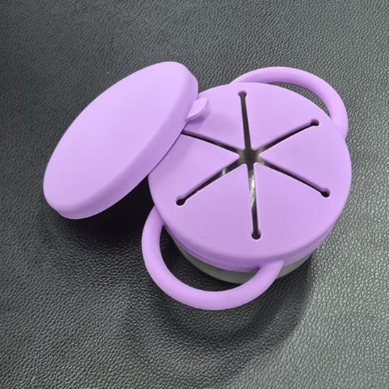 Silicone Snack Cup with Removable Food Catcher And Travel Lid 12 Oz Stainless Steel Spill-Proof Snack Container for Indoor Outdoor Adventures
