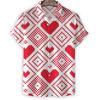 Cartoon 3d Print Love Heart Hawaiian Shirt Men Women Summer Short Sleeve Tees Lapel Button Shirts Tops Street Oversized Blouse