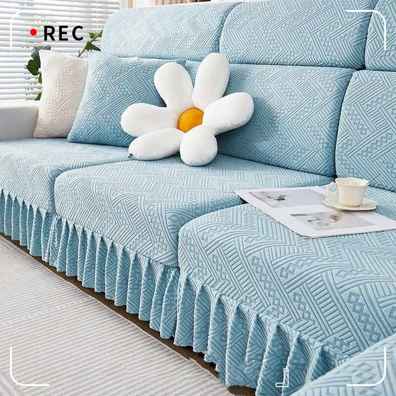 Four Seasons Universal Sofa Cushion Covers with Skirt All-inclusive Non-slip Couch Slipcover Combination Sofa Mattress