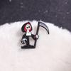 Grim Cartoon Vibrant Reaper Chest Pin Durable Alloy Brooch For Fashion Enthusiasts