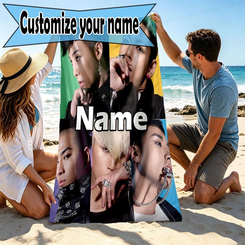 Custom Name Personalized BIGBANG Print Beach Towel, for Trip Camping Beach Party Home Decor, Birthday Gift for Family & Friends