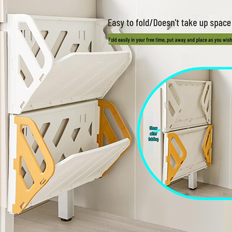 Wall-Mounted Foldable Shoe Rack & Storage Organizer for Living Room