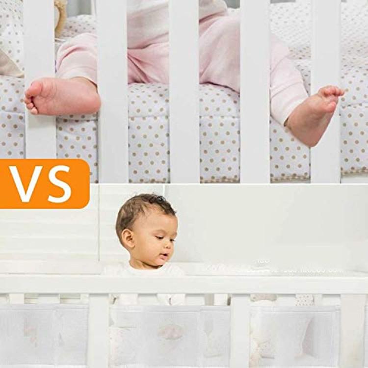 Multicolor Mesh Baby Crib Bumper with Railings for 4-Panel Beds