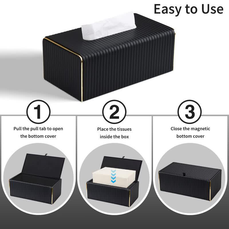 Elegant Striped Plastic Tissue Box