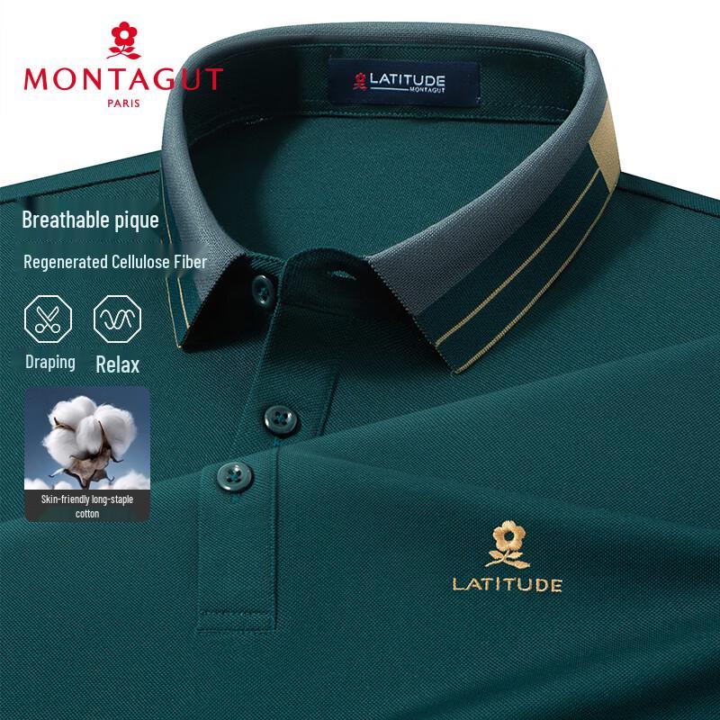 MONTAGUT Men s Summer Mercerized Embroidered Polo Shirt L (50)
