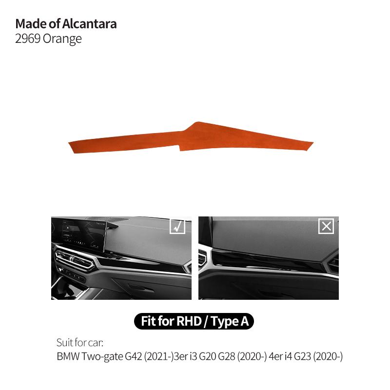 Para BMW Dos Puertas G42 Serie 3 I3 G20 G28 Serie 4 I4 G23 Pegatina de Recorte para Consola Central y Salpicadero Accesorios de Interior de Coche Hecho de Alcantara