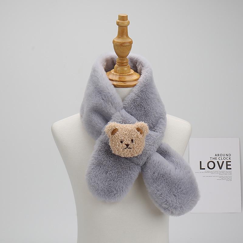 2025 Cartoon Faux Rabbit Fur Kids' Scarf: Plush Winter Neck Warmer for Boys & Girls
