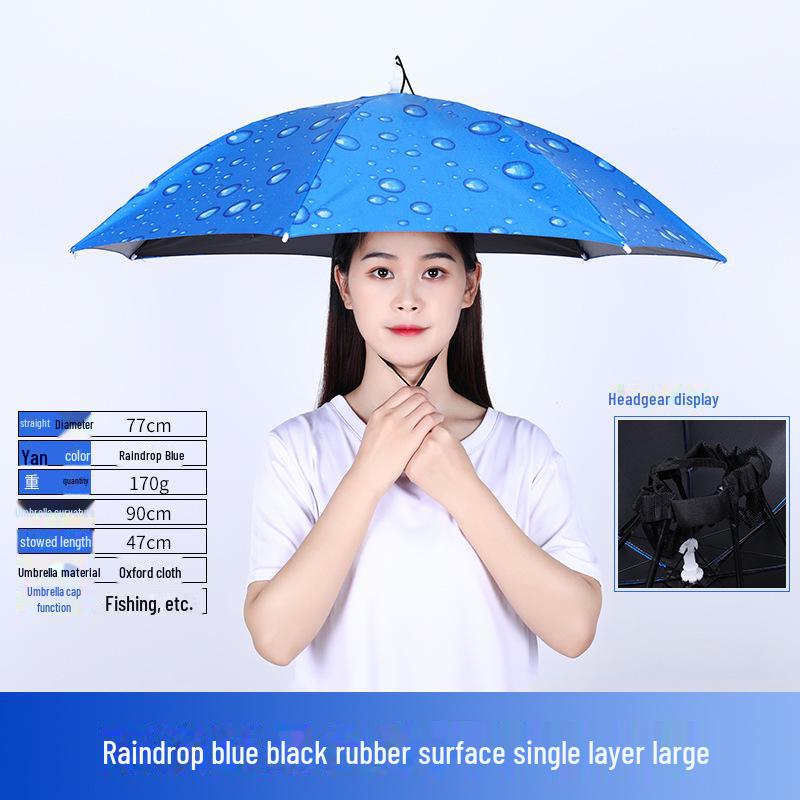 Large Folding Fishing Hat Umbrella for Adults & Kids – Unisex Outdoor Headwear with Prints
