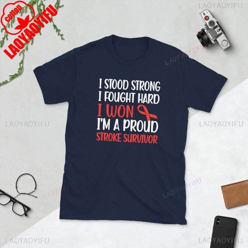 new style Stroke Awareness Month Red Ribbon Warrior letters printed Tshirt tops Adult Unisex Allmatch shirt shor TShirt