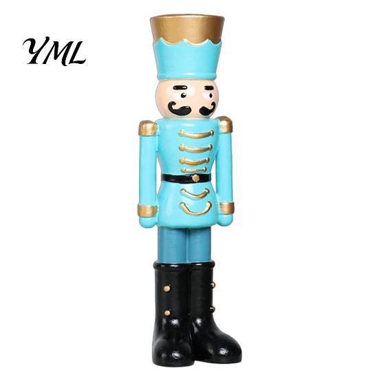 Christmas Gift for Kids Nutcracker Resin Candle Holder, Pastel Soldier Figurine Fireplace Decorations Desk Shelf, Festive Home Tabletop Decor, Holiday