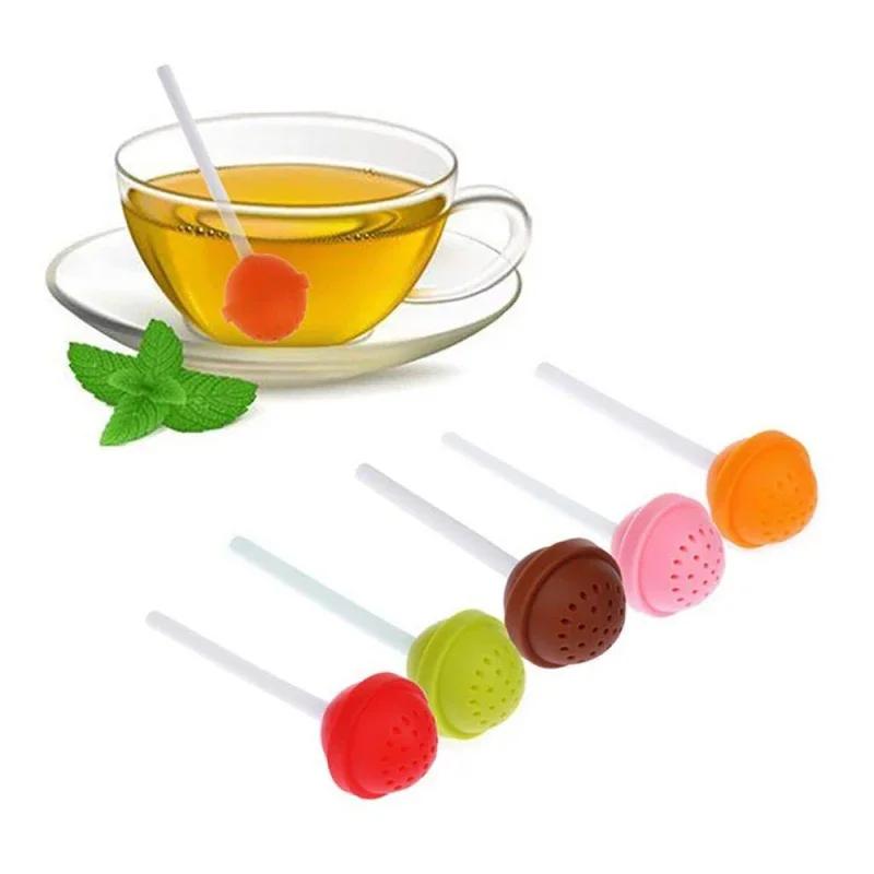 Loose Leaf Tea Accessories, Candy Colors, Mug Strainer, Cup Steeper, Silicone Sweet Tea Infuser, Lollipop Candy, 1Pcs