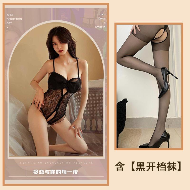 New sexy women's pajamas lace free suspenders bow onesie pure desire style hot suit