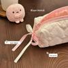 Pink Polka Dot Heart Pencil Case with Bow Ribbon for Girls - Cute Stationery Storage Bag