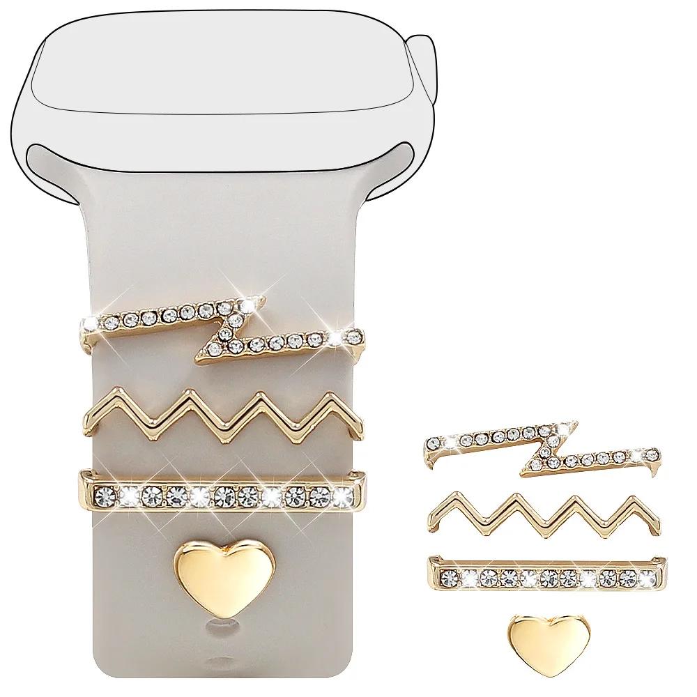 Metal Strap Decorative Ring Jewelry Fashion Bracelet Decoration Diamond Charms Ornament for Apple Watch Band
